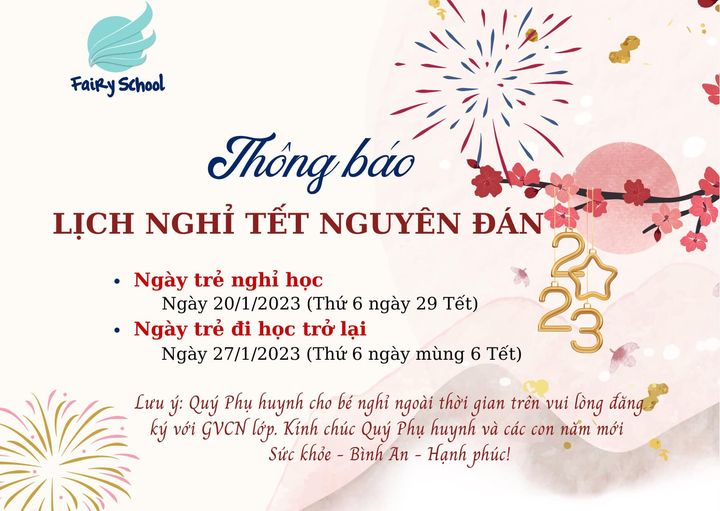 Thông báo lịch nghỉ tết nguyên đán 2023