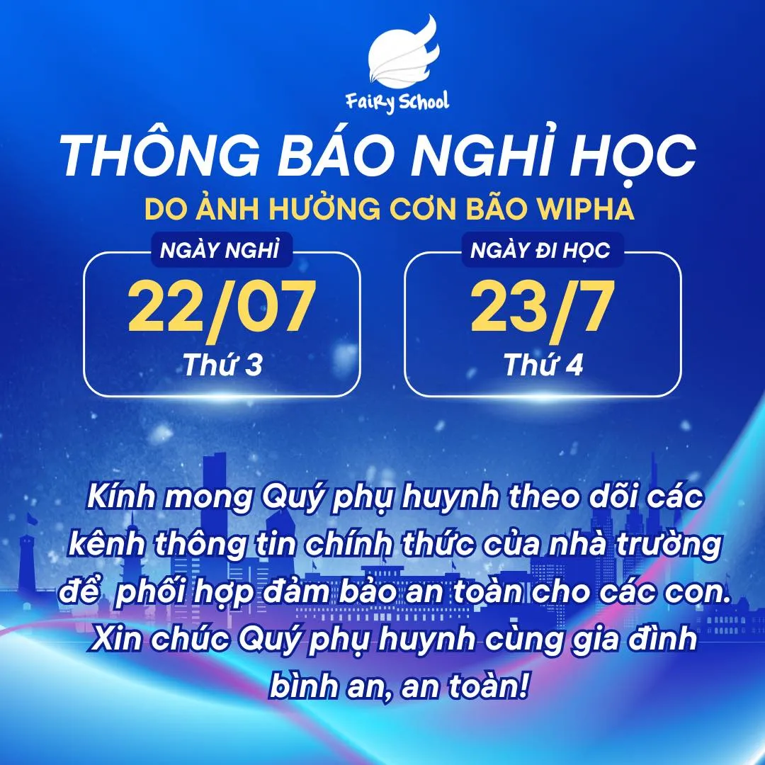 Thông Báo Nghỉ Học Do Ảnh Hưởng Của Bão Số 3 (Wipha)